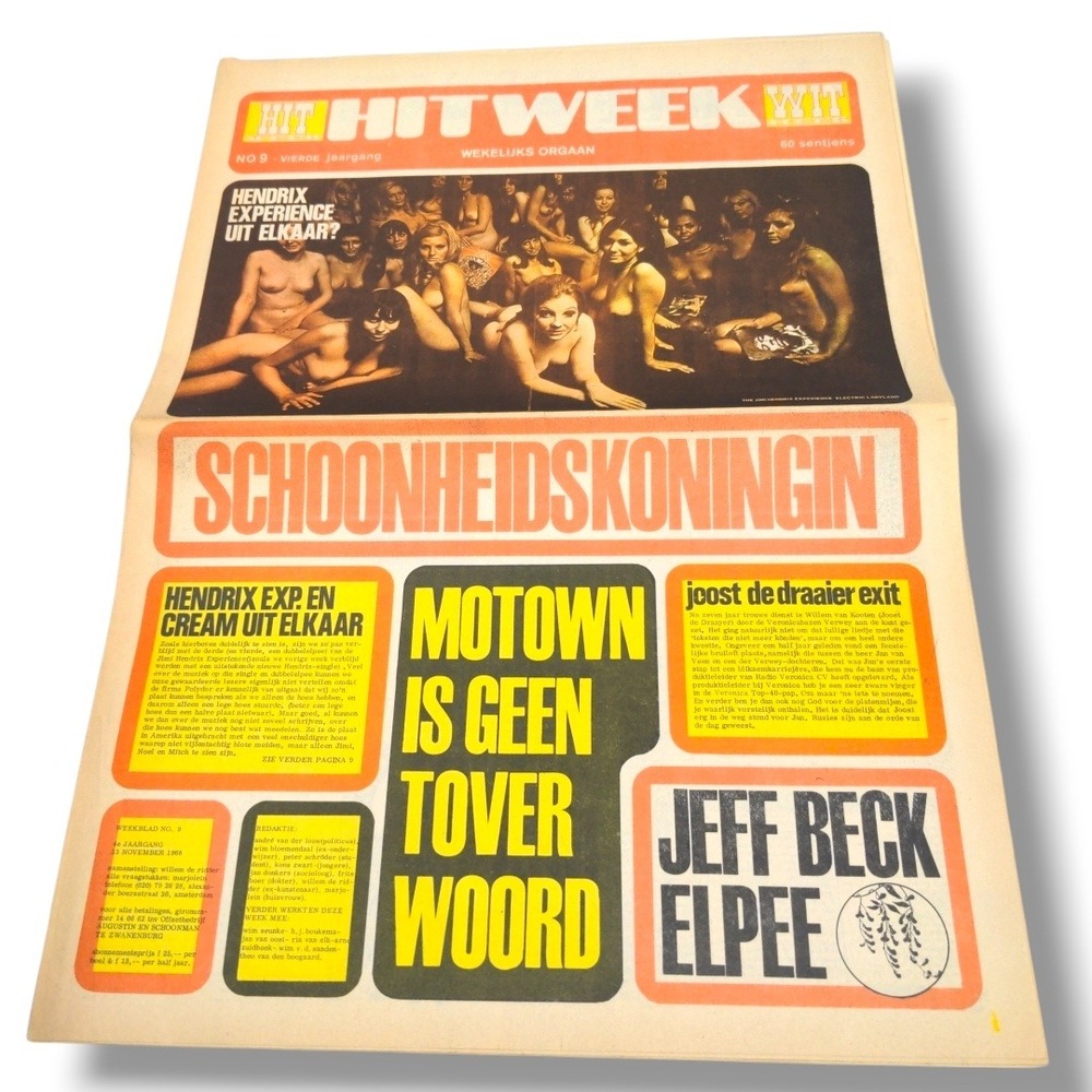 VTG 1968 Hitweek Magazine No 9 Jimi Hendrix Ladyland Dutch Underground Magazine